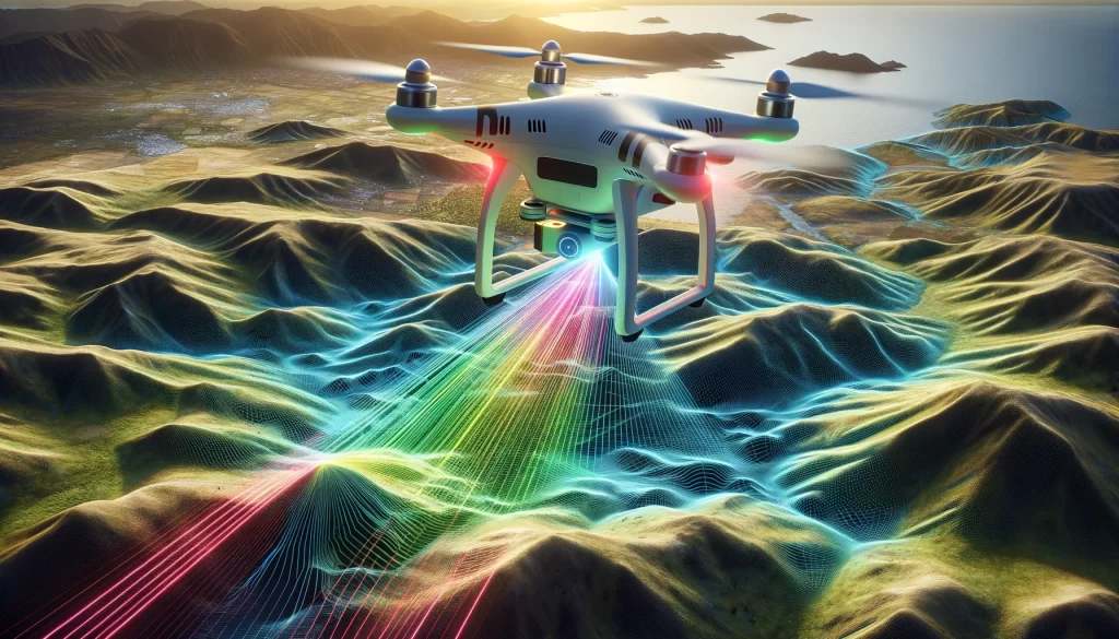 Sistema LiDAR montado en dron para topografía